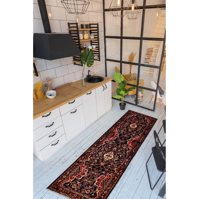 ECARPETGALLERY Hand-knotted Andelz Navy Wool Rug - 3'7 x 11'11