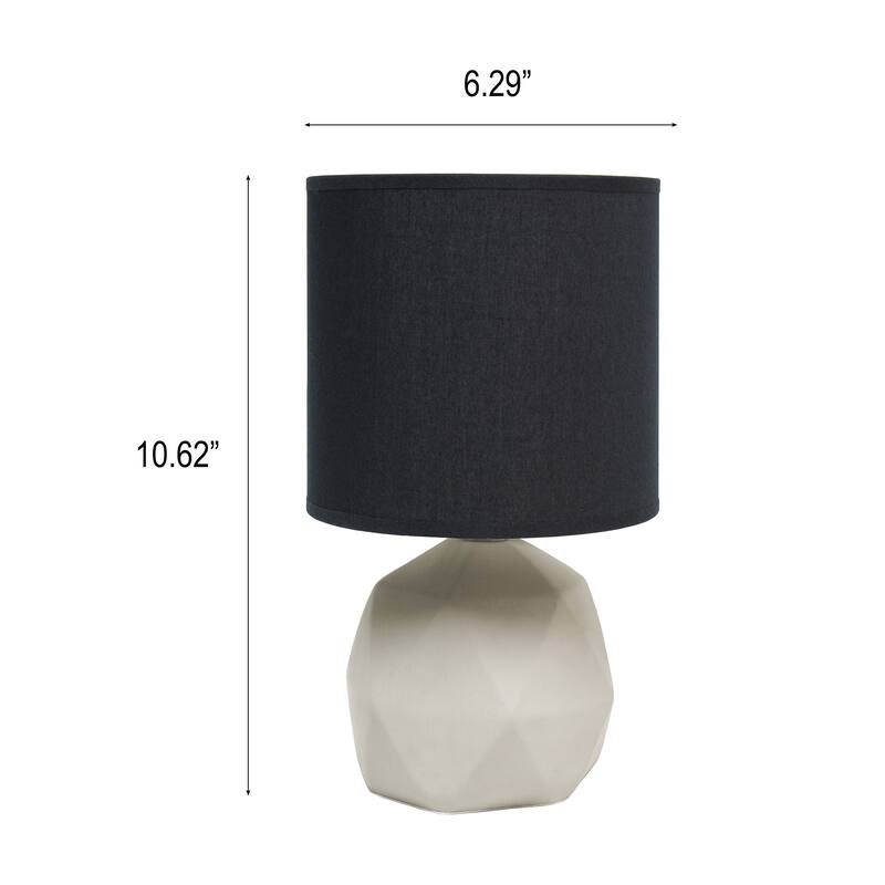 10.62" Modern Organic Geometric Concrete Table Lamp, For Living Room, Entryway, Bedroom, Mini Accent Light, Black Shade