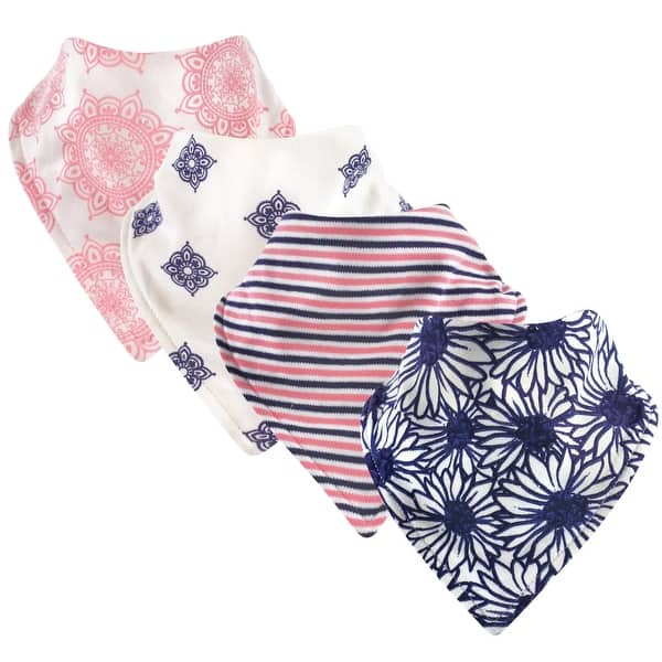 slide 1 of 1, Touched by Nature Baby Girl Organic Cotton Bandana Bibs 4pk, Daisy, One Size - Daisy - One Size One Size - Daisy