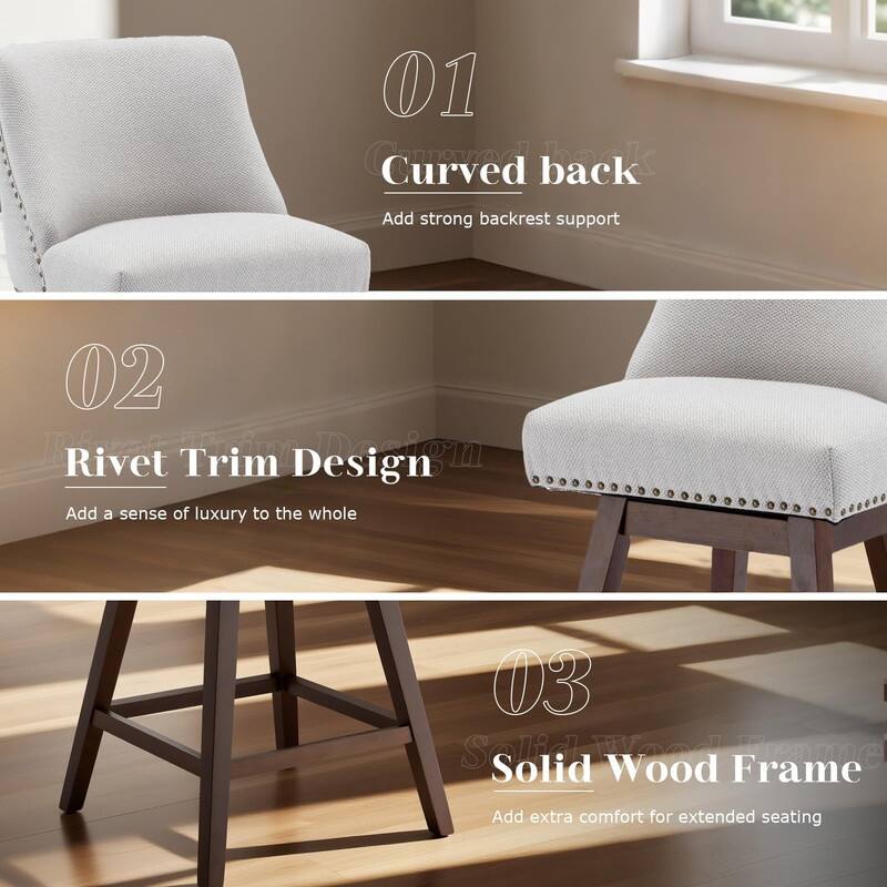 Counter Height Swivel Nail Head Upholstered Barstools Set of 6
