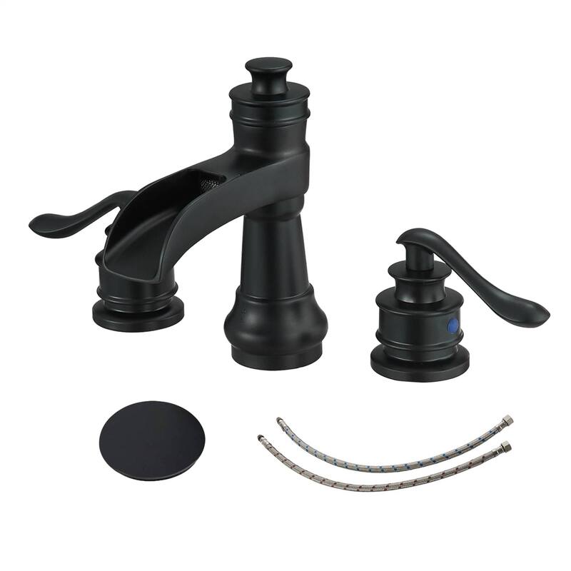 8 Inch Widespread Bathroom Faucet With Drain Assembly Double Handle Waterfall Bathroom Sink Faucets 3 Holes Elegent Basin Taps