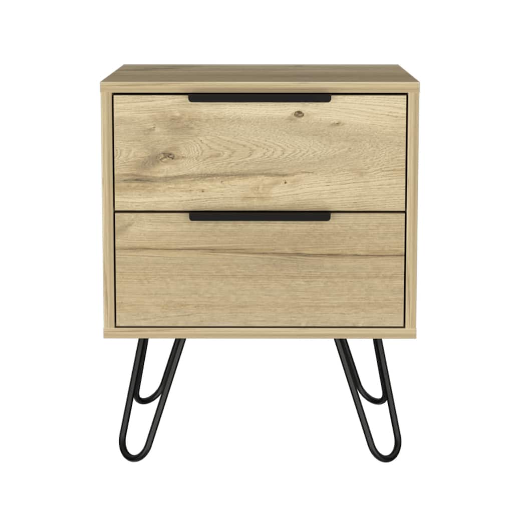 22" Modern Wood End Table with Storage Drawers and Soft Close Glides Nightstand for Bedroom or Hallway