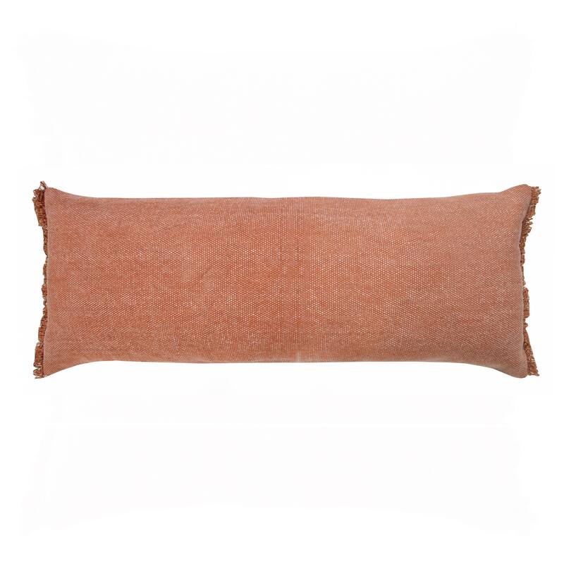 Sevita Adobe Brown Solid Stonewash Throw Pillow with Fringe