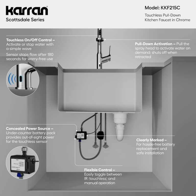 Karran Scottsdale Touchless Single-Handle Pull-Down Sprayer Kitchen Faucet