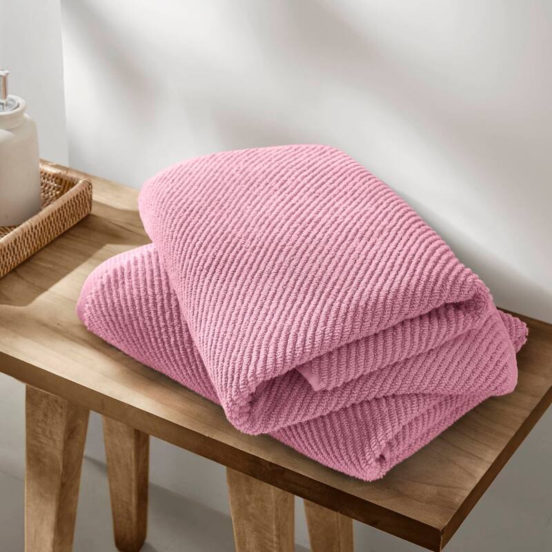 Madison Park Diagonal Ribbed Cotton Quick Dry Towel Set