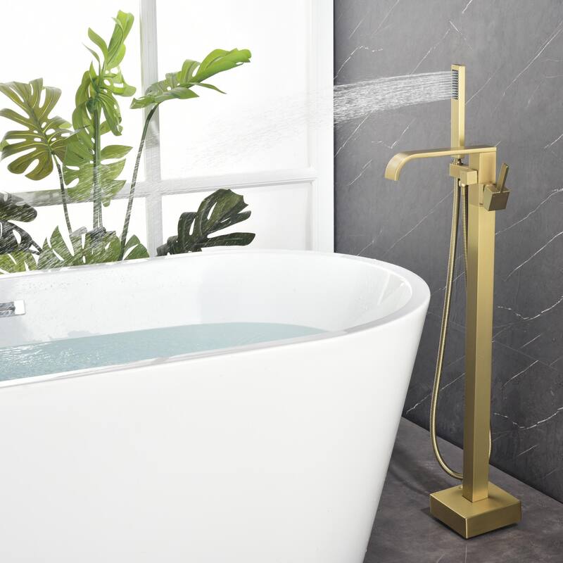 SingleHandle Floor Mounted Waterfall Freestanding Tub Filler with