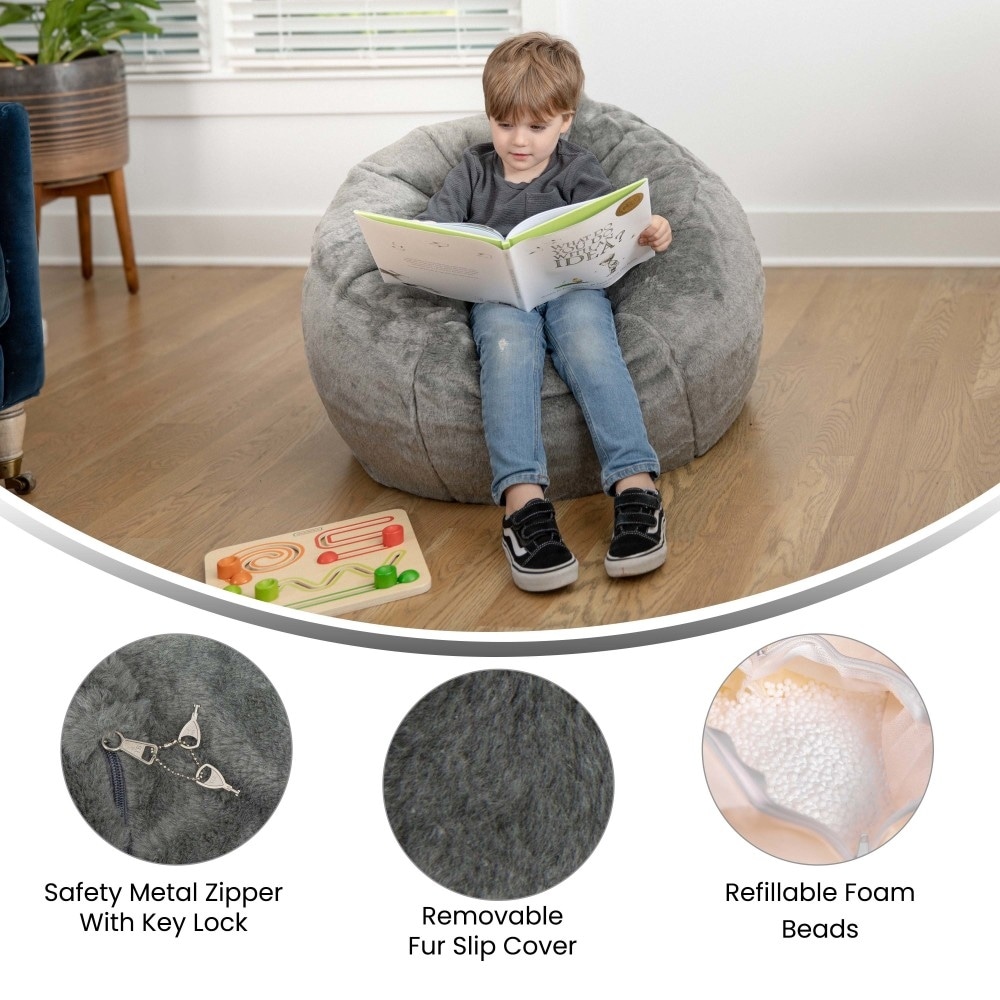 Small Refillable Bean Bag Chair for Kids and Teens On Sale Bed