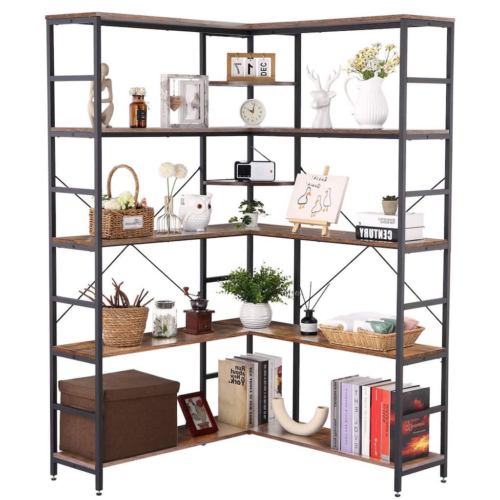 L Shape Bookcase with Storage Display Rack