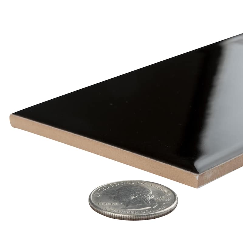 Merola Tile Park Slope Subway Glossy Black 3" x 6" Ceramic Wall Tile