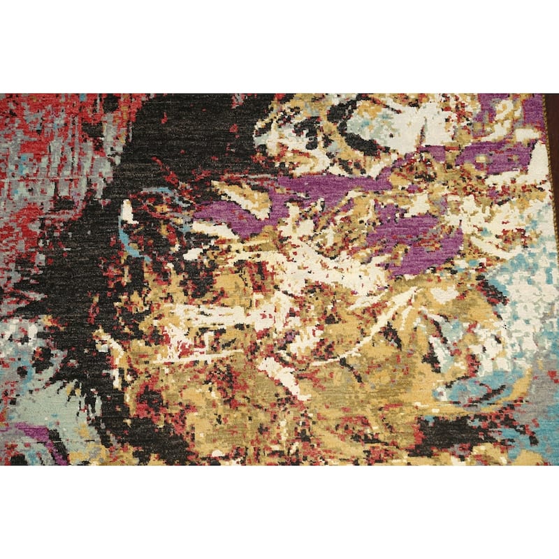 Wool/ Silk Vegetable Dye Abstract Oriental Modern Area Rug Handmade - 4'1" x 6'4"