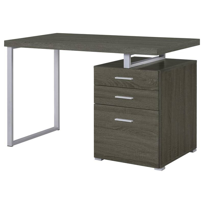 GDFStudio - Evelyn Harper Contemporary Weathered Grey 3-Drawer Reversible Office Desk