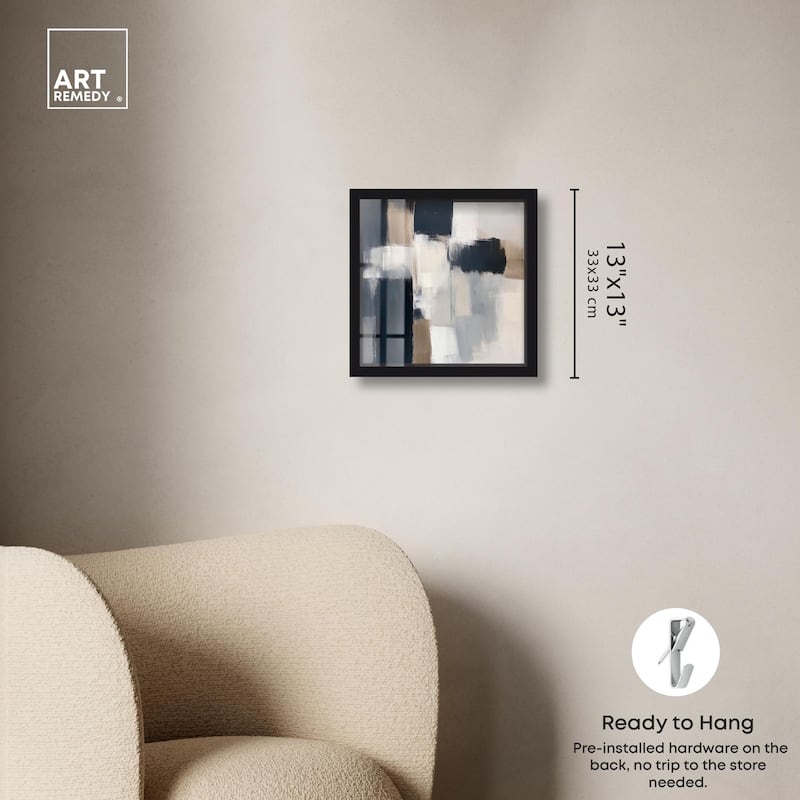 Blue and Tan Abstraction II Shadowbox by Art Remedy