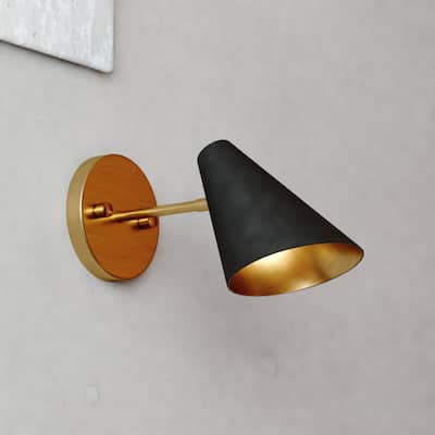 Pryce 1 Light Mid-Century Modern Wall Sconce Fixture with Metal Cone Shade