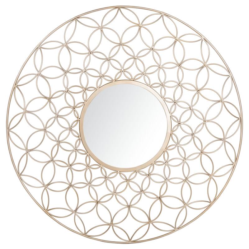 SAFAVIEH Elyssa 32-inch Champagne Round Mirror - 31.5" W x 2" L x 31.5" H - 32Wx2Dx32H