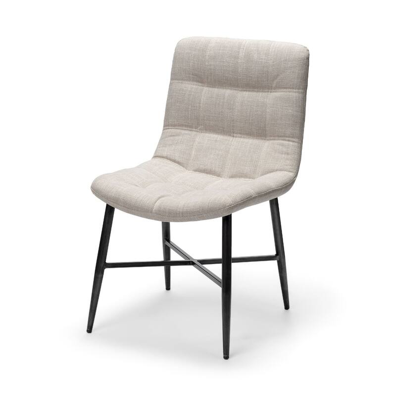Set of 2 Modern Upholstered Side Chairs with Open Back, Metal Legs for Dining or Living Room - 34”H x 24”W x 19.8”D