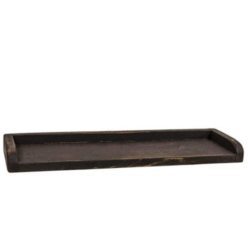 Aged Black Wood Toilet Tank Tray Organizer for Bathroom Essentials and Extra Rolls - 19" wide by 6.25" deep and 1.5" high