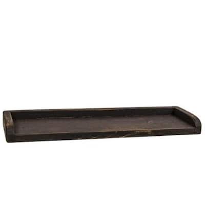 Aged Black Wood Toilet Tank Tray Organizer for Bathroom Essentials and Extra Rolls - 19" wide by 6.25" deep and 1.5" high