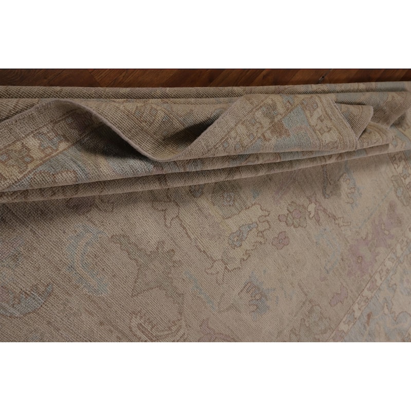 Oushak Turkish Area Rug Hand-Knotted Floral Wool Carpet - 8'1"x 9'6"