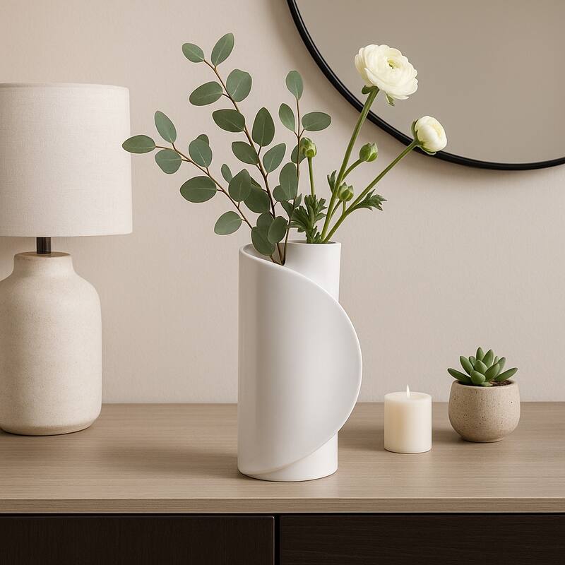 Modern Table Vase with Sculptural Curved Wrap Design