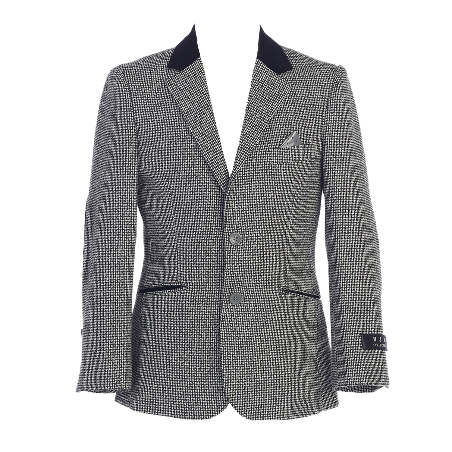 Shop Bijan Kids Black Houndstooth Regular 2 Buttons Pockets Blazer