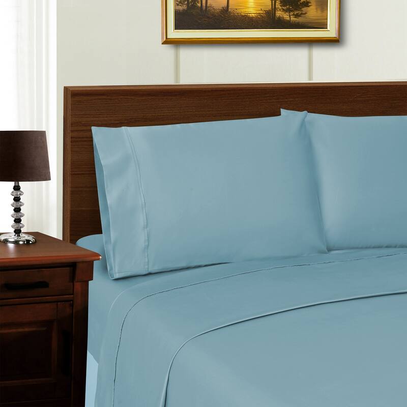 Superior Solid Lyocell-Blend Bed Sheet Set - Blue - California King