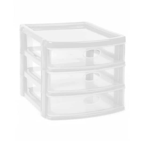 MQ 3-Drawer Storage Unit with Clear Drawers, Pack of 6 - White