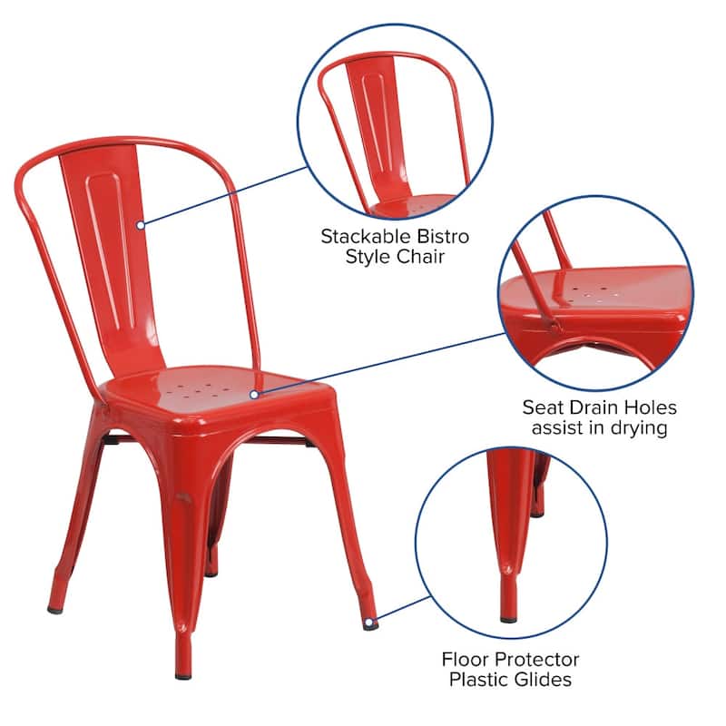 Metal Indoor/ Outdoor Stackable Bistro Chair (Set of 4)
