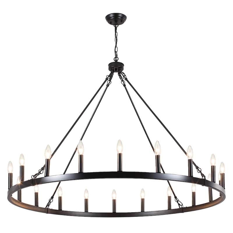 20-Light Foyer Farmhouse Wagon Wheel Chandelier for Dining Room Entryway Kitchen Island