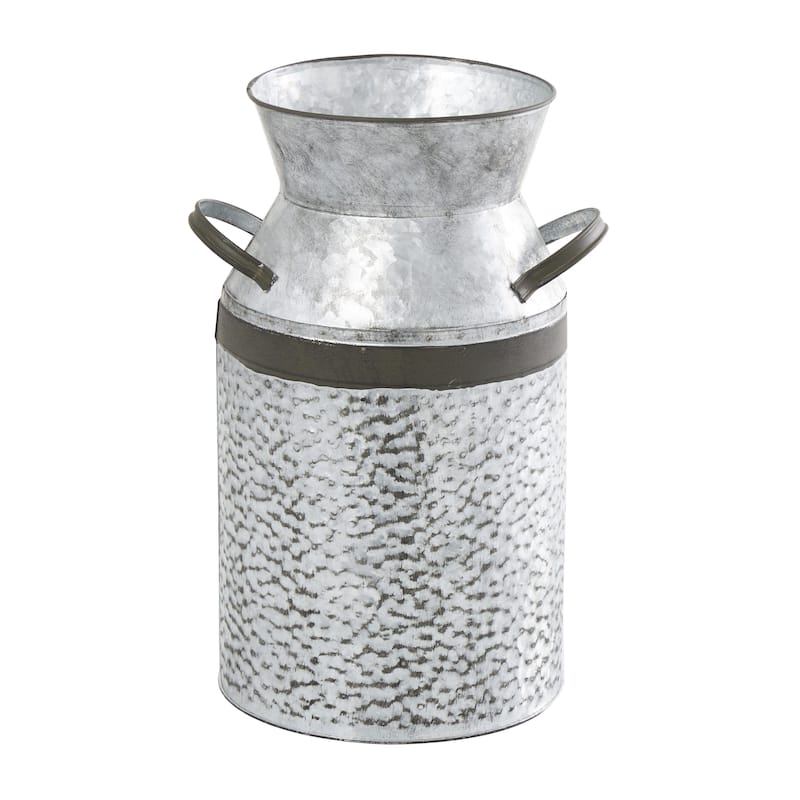 Metal Milk Can Decorative Vase - Gray - Roche River Decor - Grey - 8"W, 12"H