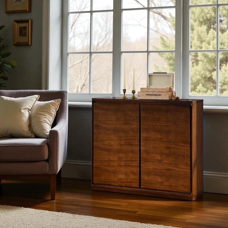 Modern Wood Grain Buffet Sideboard with 2 Outlet Holes, Storage Cabinet for Kitchen, Dining Room, Entryway