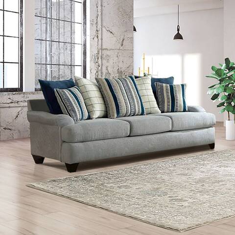 Furniture of America Vogdon Transitional Grey Chenille Sofa