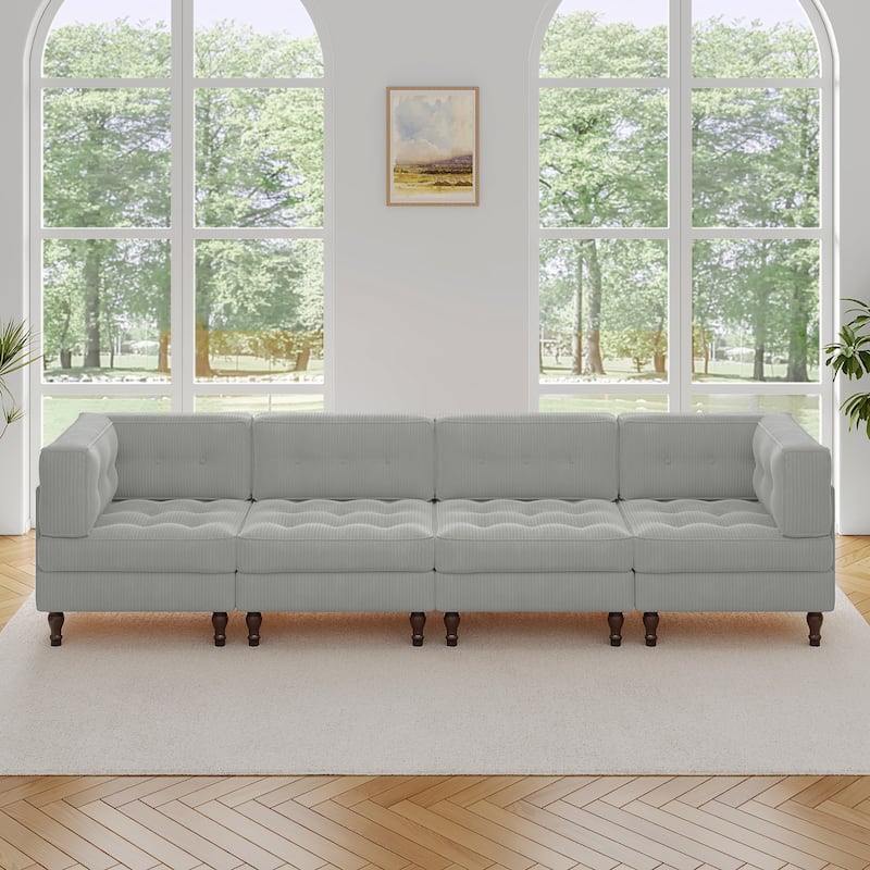 UIXE 4-Piece Corduroy Upholstered Modular Sectional Sofa for Living Room