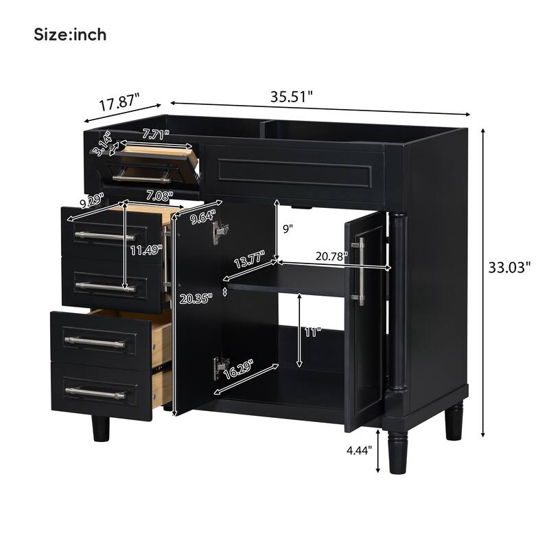 Freestanding Bathroom Vanity with 2 Drawers and a Tip-out Drawer