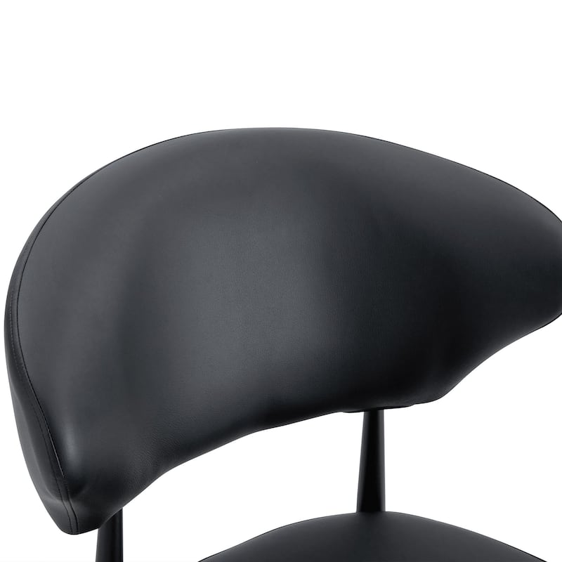 Black Minimalist Ergonomic Dining Chair, With A Curved Backrest For Comfortable Design,Unlocking A Comfortable And Minim