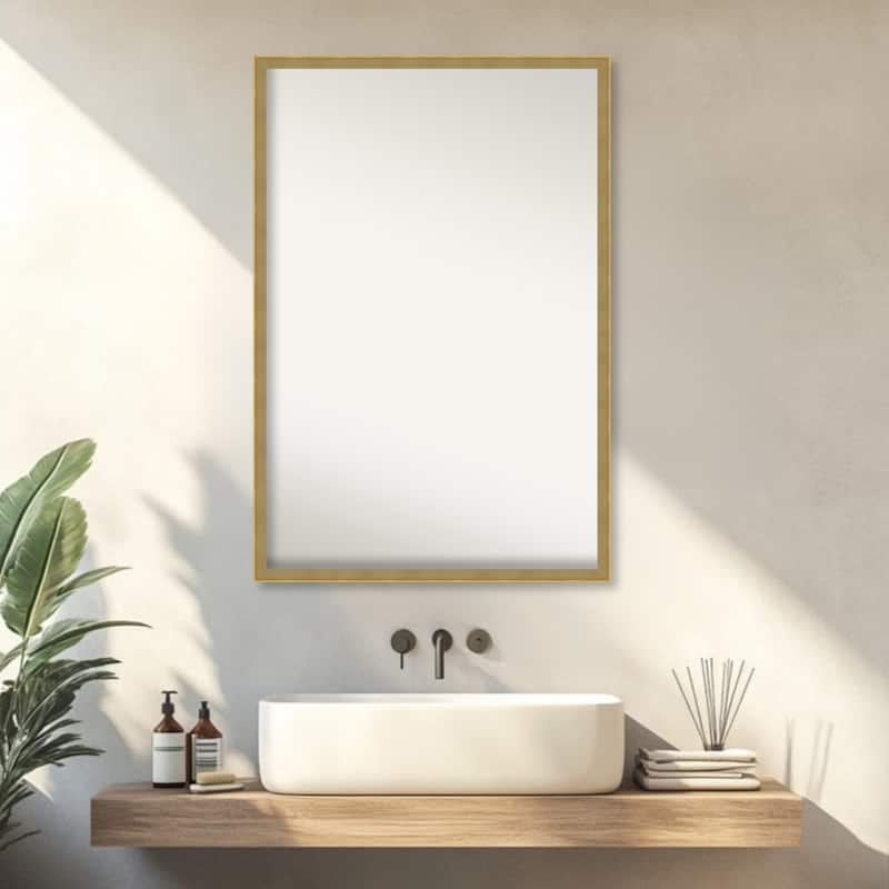 Incline Non-Beveled Wood Framed Bathroom Vanity Wall Mirror