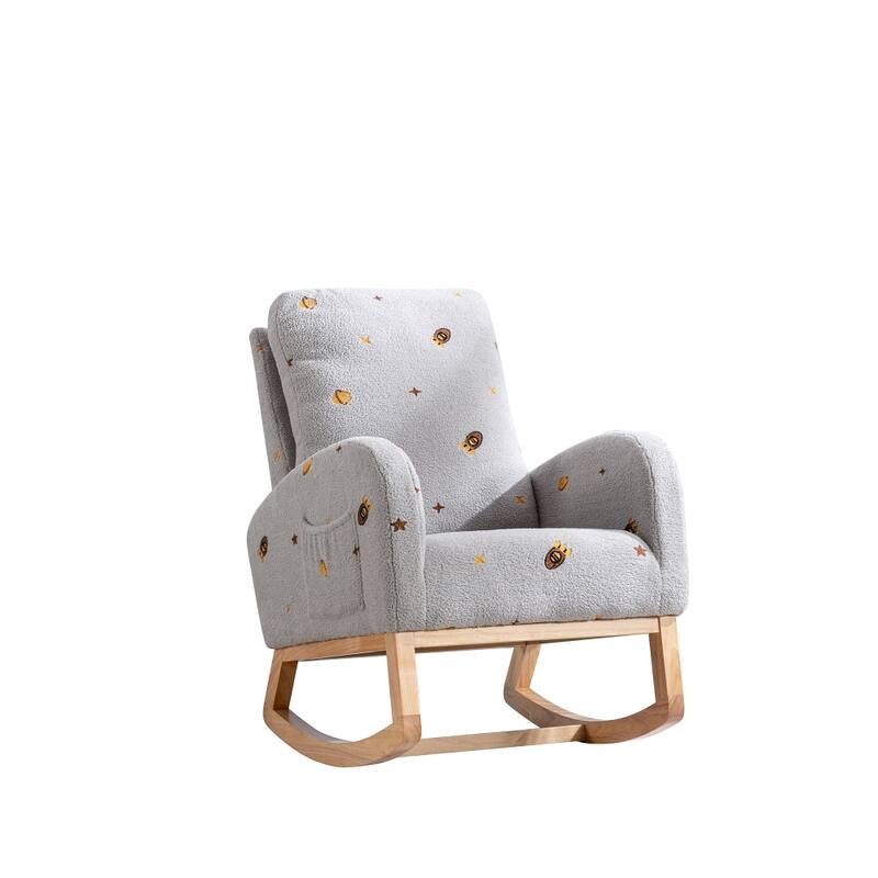 Mid Century Accent Rocker Armchair With Side Pocket