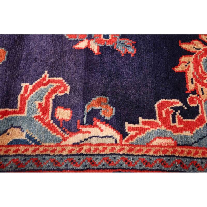 ECARPETGALLERY Hand-knotted Anatolian Vintage Navy Wool Rug - 3'7 x 10'4