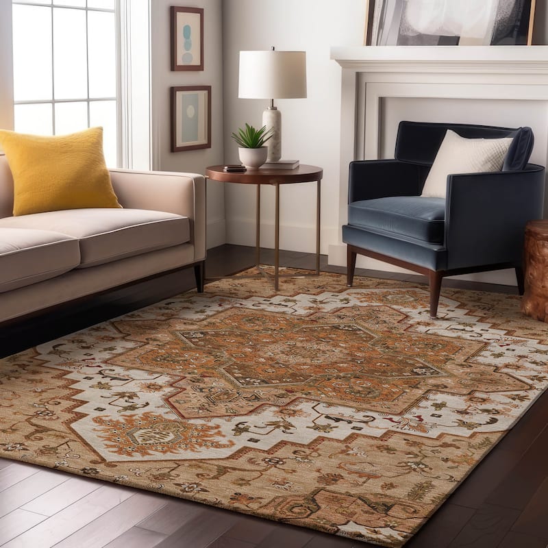 Premium Washable Super Soft Traditional Oriental Mayfield Rug - Terracotta - 5' x 7'6"