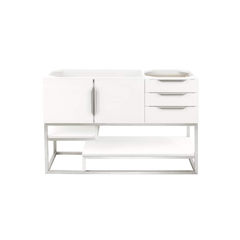 James Martin Vanities Columbia 48" Single Vanity, Glossy White with Brushed Nickel Hardware - Base Only - No Countertop