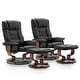 preview thumbnail 25 of 35, MCombo Set of 2 Swivel Recliner Chair with Wood Base and Ottoman