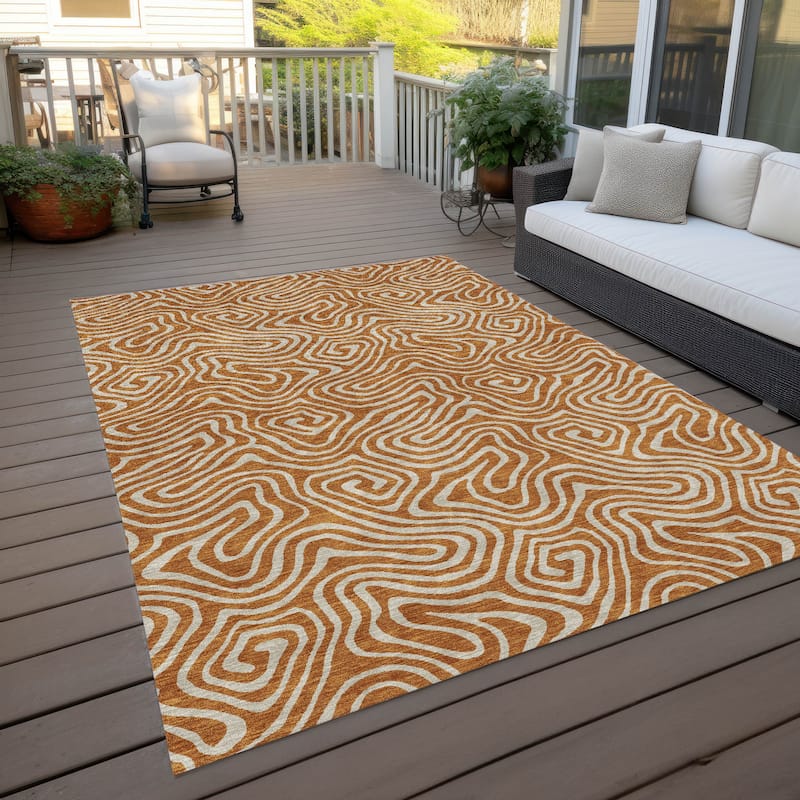 Machine Washable Indoor/ Outdoor Modern Trance Chantille Rug