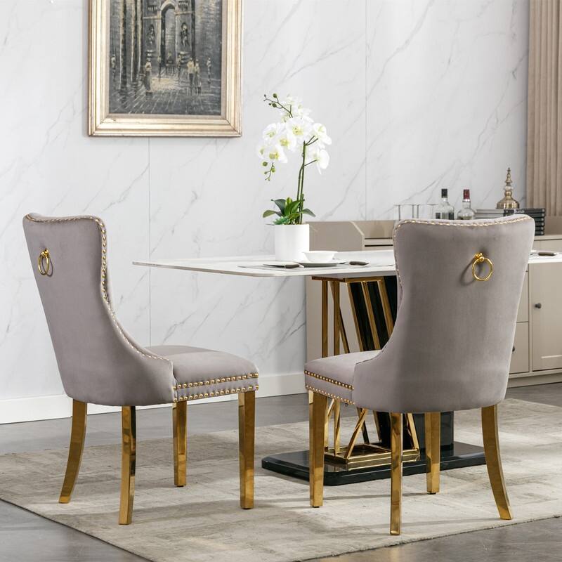 Contemporary Velvet Upholstered Dining Chair Set of 2