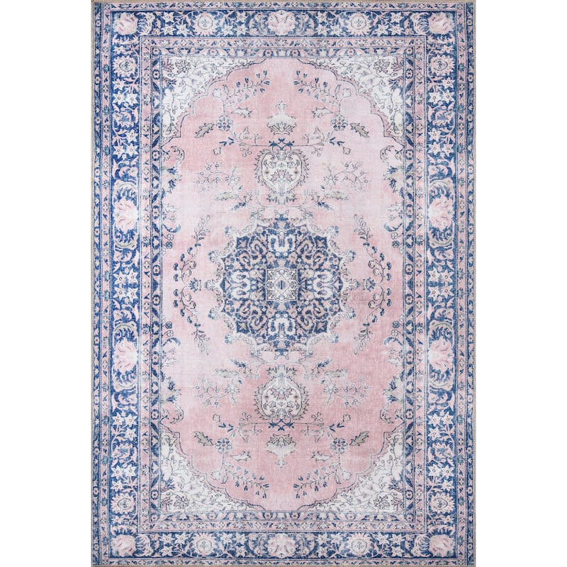 Momeni Medallion Pattern Polyester Area Rug - 10' x 14' - Pink - Runner/Rectangle