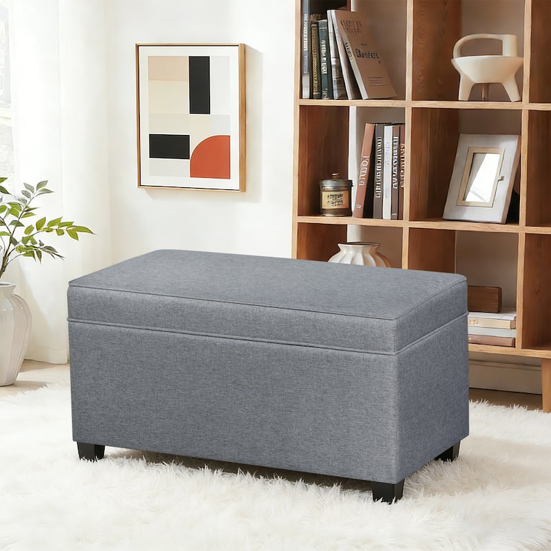 Adeco Linen Storage Ottoman Bench for Entryway or Bedroom