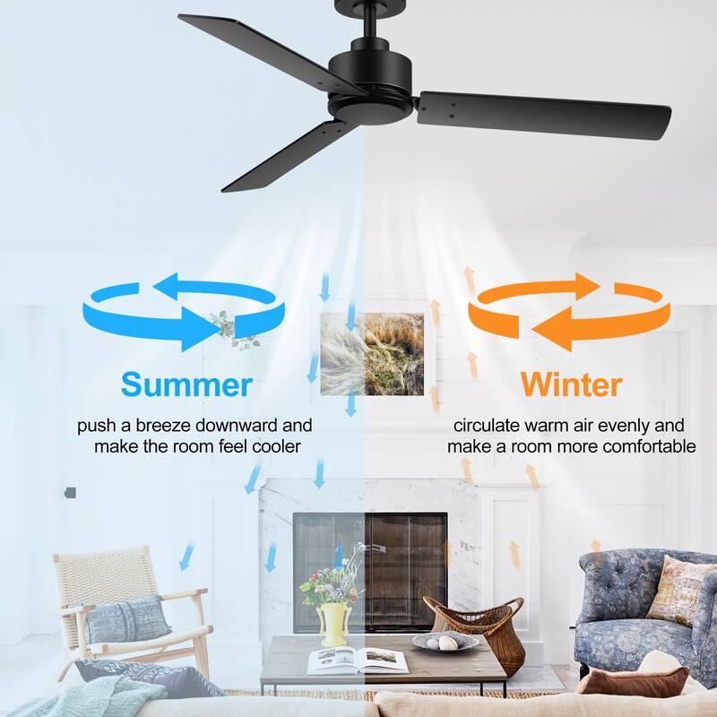 48-in Indoor Black Large Ceiling Fan without Light(3-Blade)