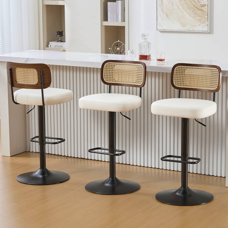 Adjustable Height Swivel Bar Stools with Back and Footrest - 17.7"W x 15.75"D x 35"-42.9"H