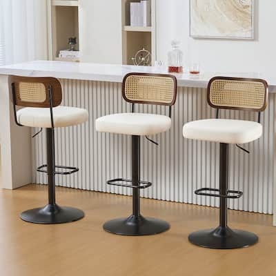 Adjustable Height Swivel Bar Stools with Back and Footrest - 17.7"W x 15.75"D x 35"-42.9"H