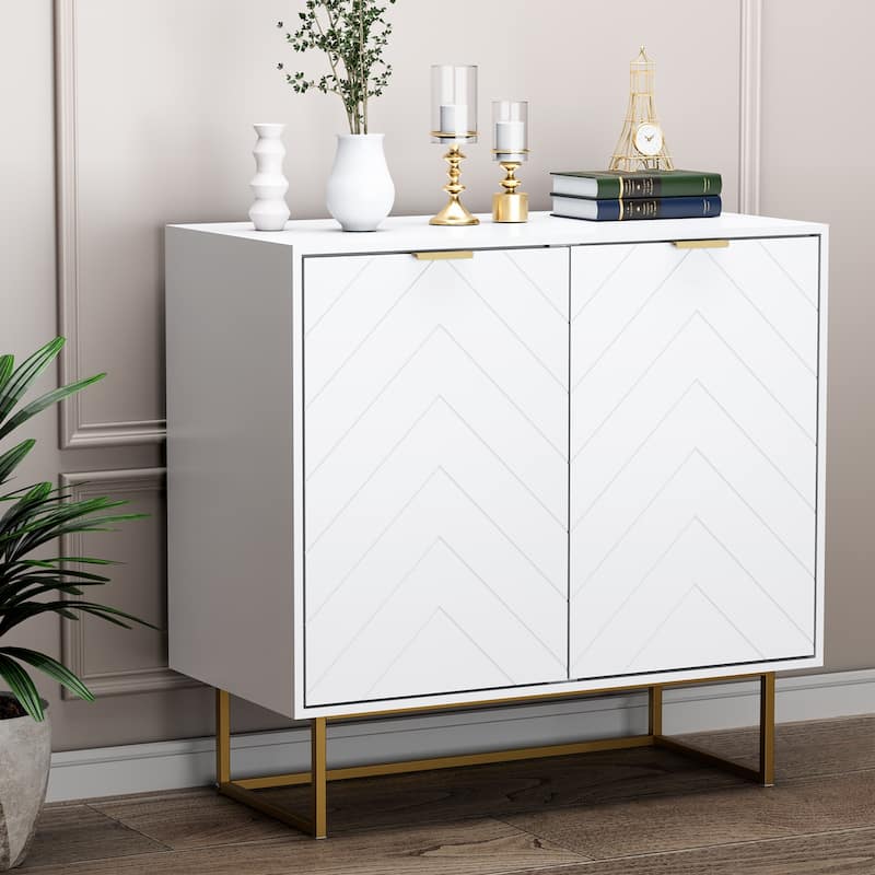 Sideboard Buffet Cabinet with Storage Adjustable Shelf Cabinet for Living Room, Kitchen - White