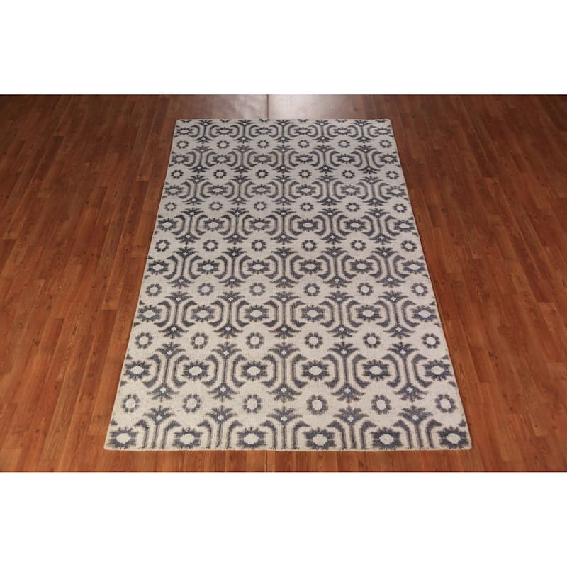 All-Over Geometric Moroccan Oriental Rug Hand-Knotted Wool Carpet - 4'1" x 7'11"