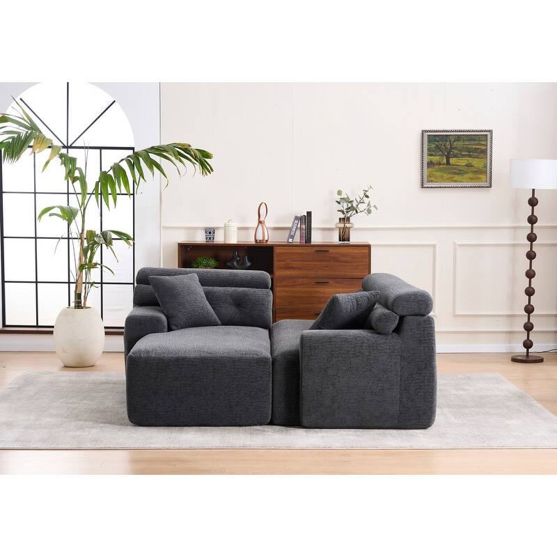 Convertible Chaise Sectional Sofa, Full Compression Sponge L-Shape